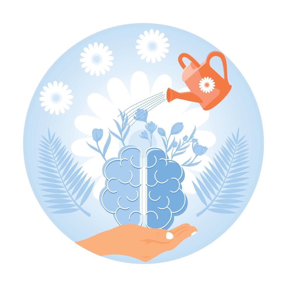 Mental growth and nurturing with natural motives. vector