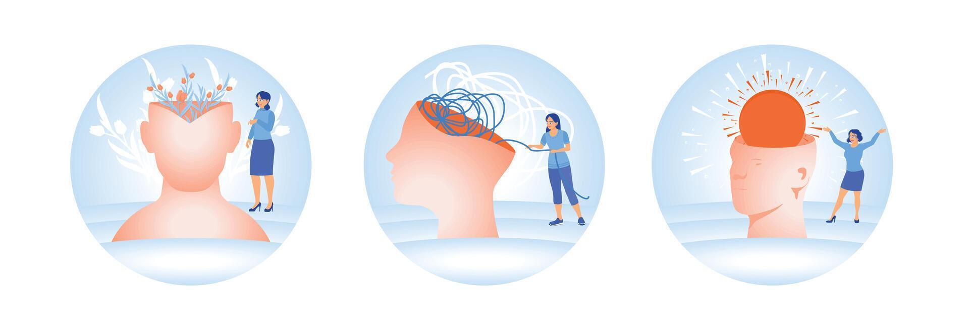 Illustration depicting the concept of mental health and personal growth. vector