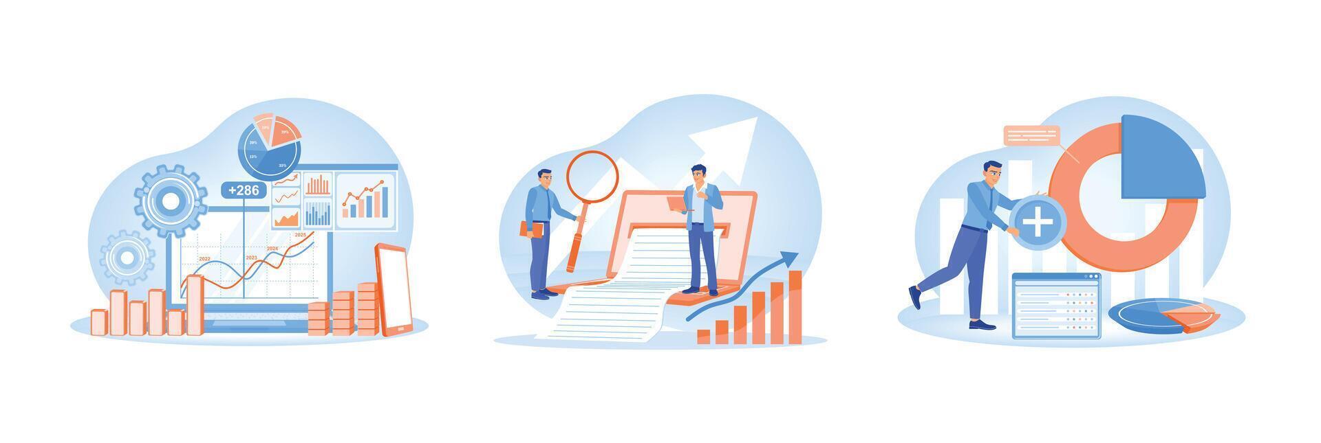 Business Analytics Illustration Depicting Market Data Insights and Metrics vector