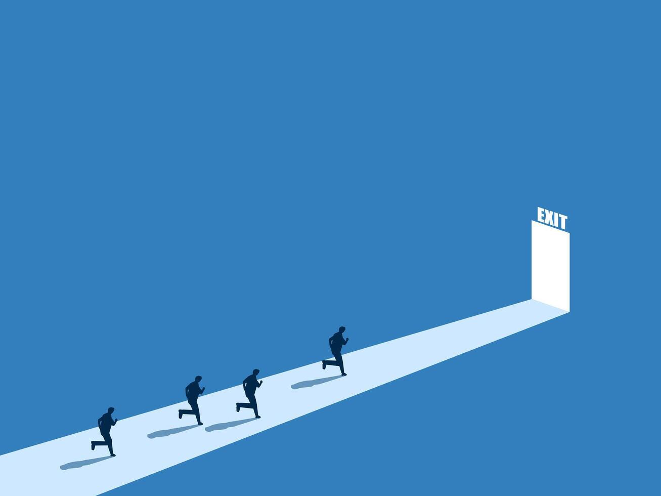 Business people running to the exit door, How to avoid problems vector