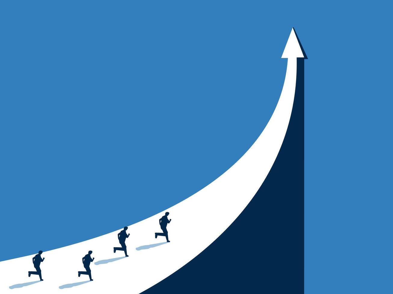 Business growth opportunity, Businessman team running on the path of the growth arrow vector