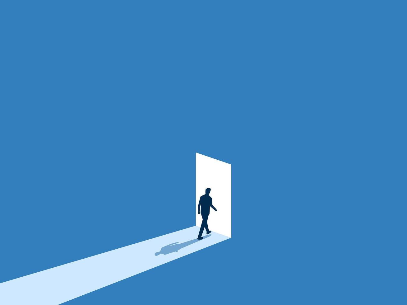 New opportunity , Career , Businessman walk to the bright door vector