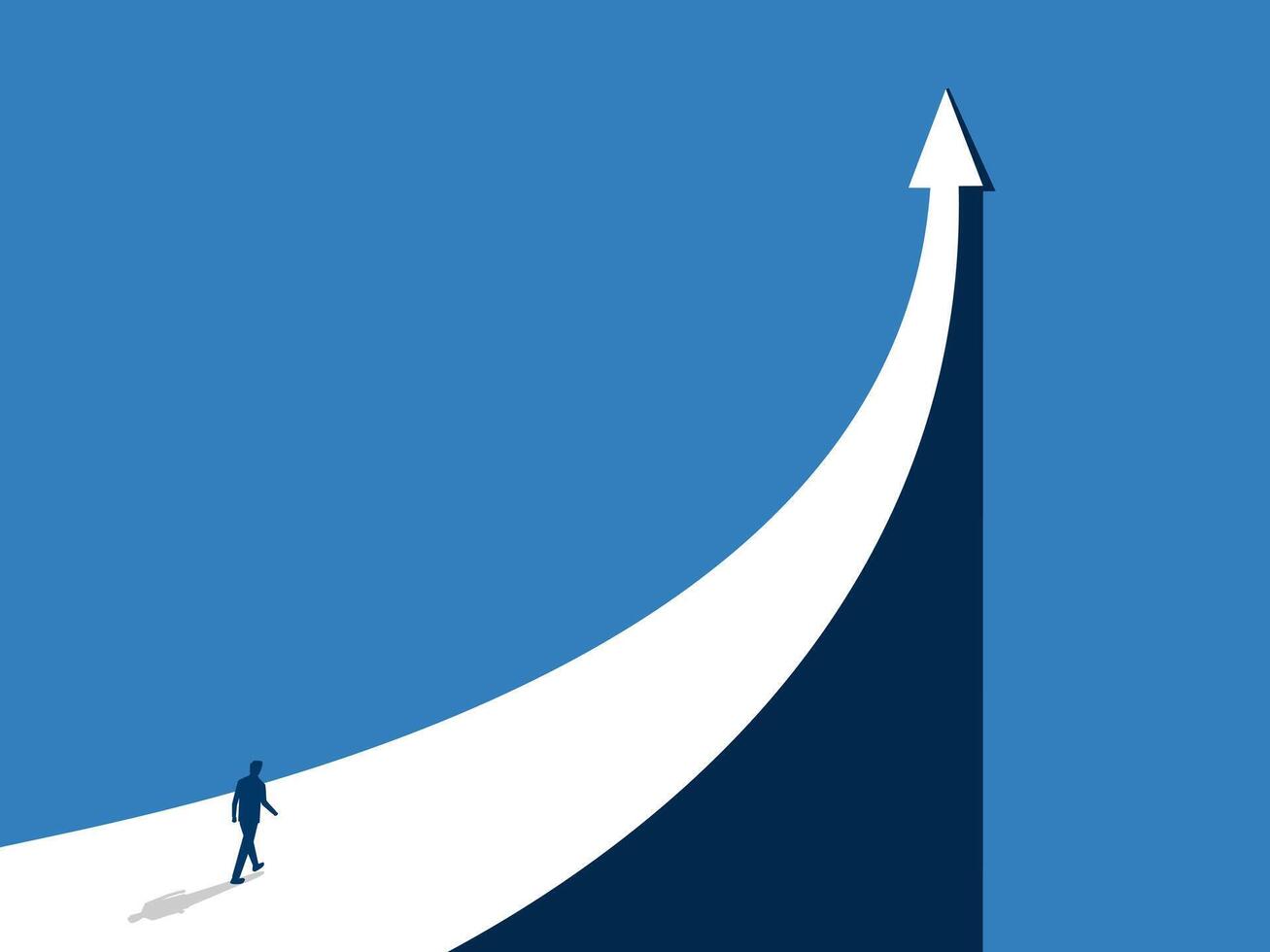 Make business progress, Businessman walking on the path of the growth arrow vector
