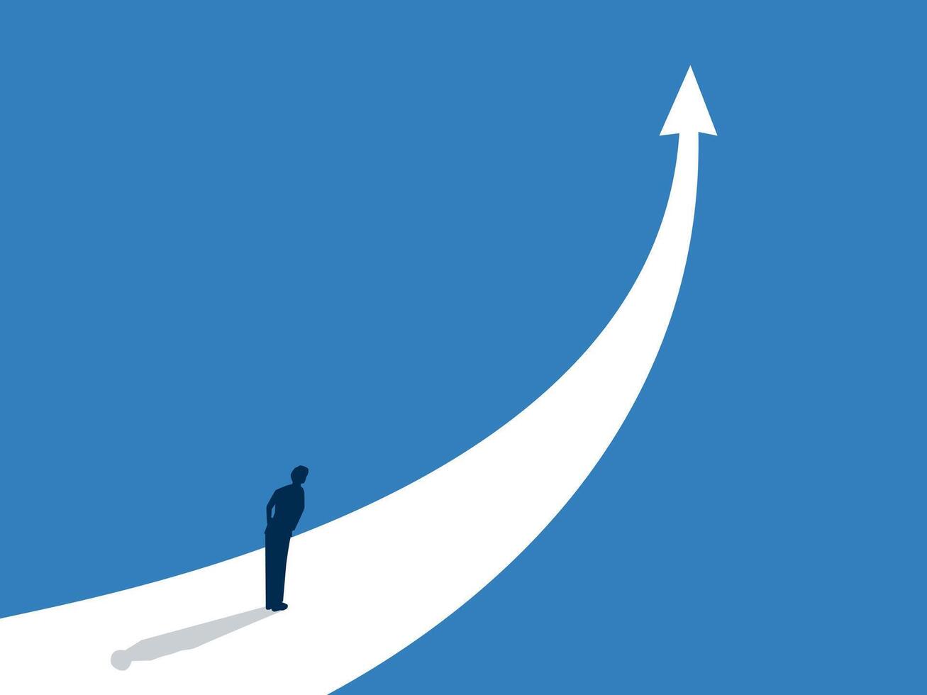 Business growth, Businessman standing and analyzing the path to achieve future goals vector