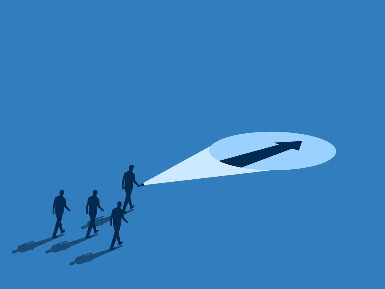 Business leaders shine a light to guide their team vector