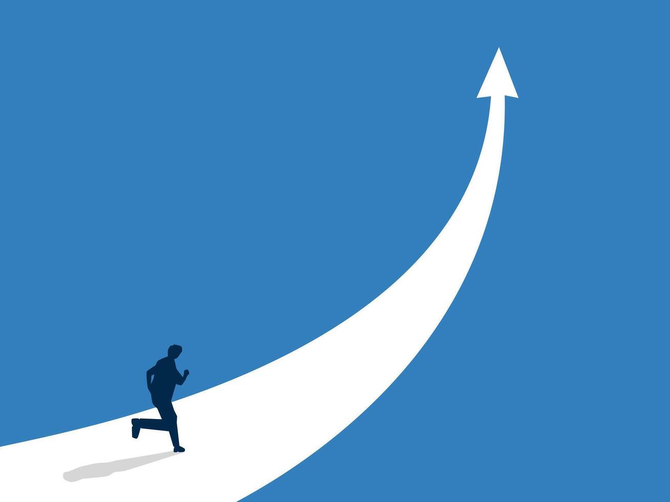 Career path growth, Businessman walking on the path to achieve higher goals vector