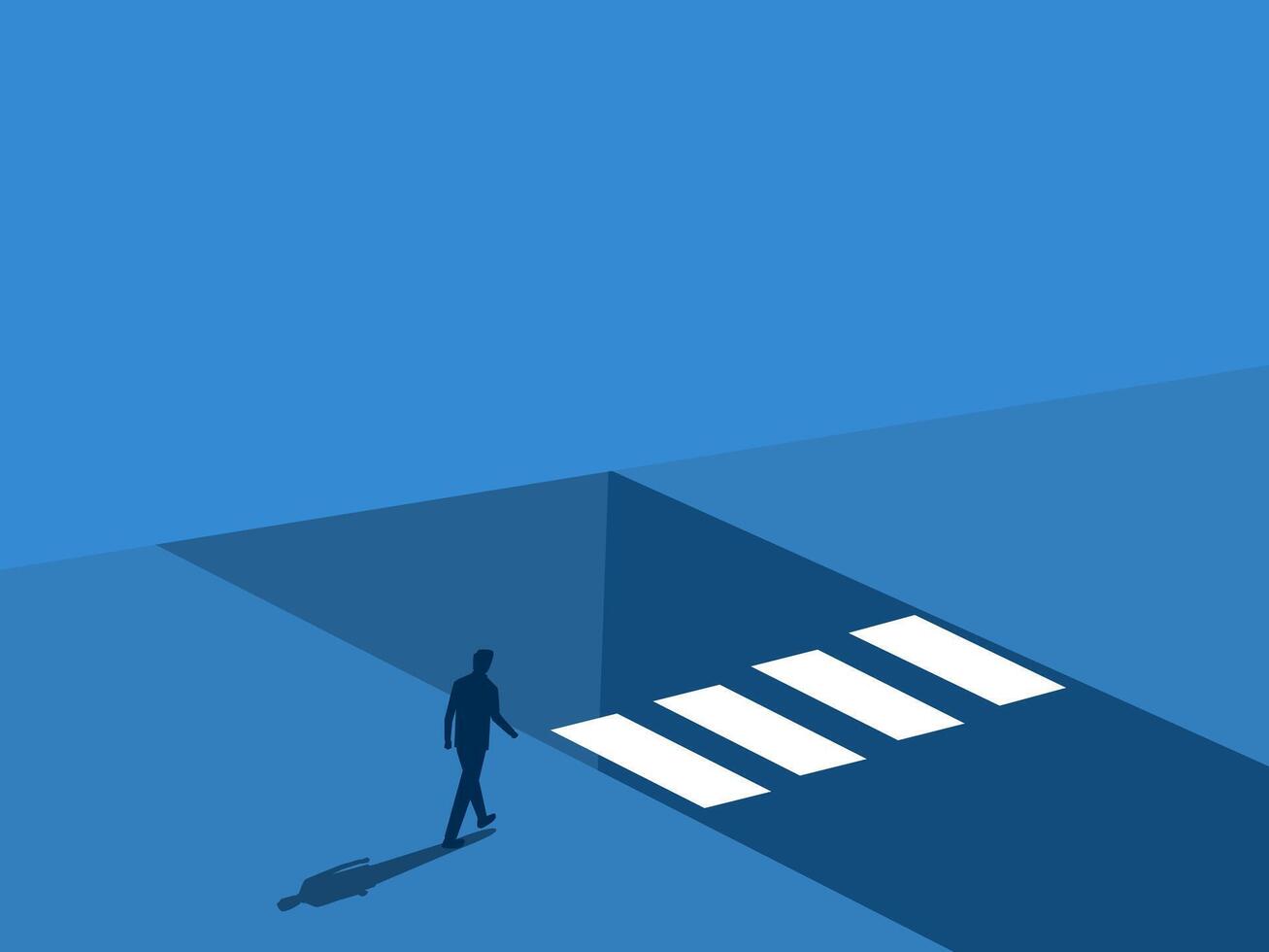 Safety and Risk, Businessman walks to the bridge over the gap of obstacles vector