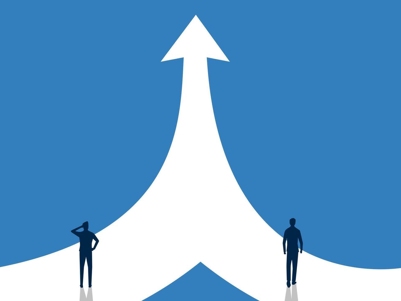 Towards mutual success, merger, two different businessmen with the same path vector