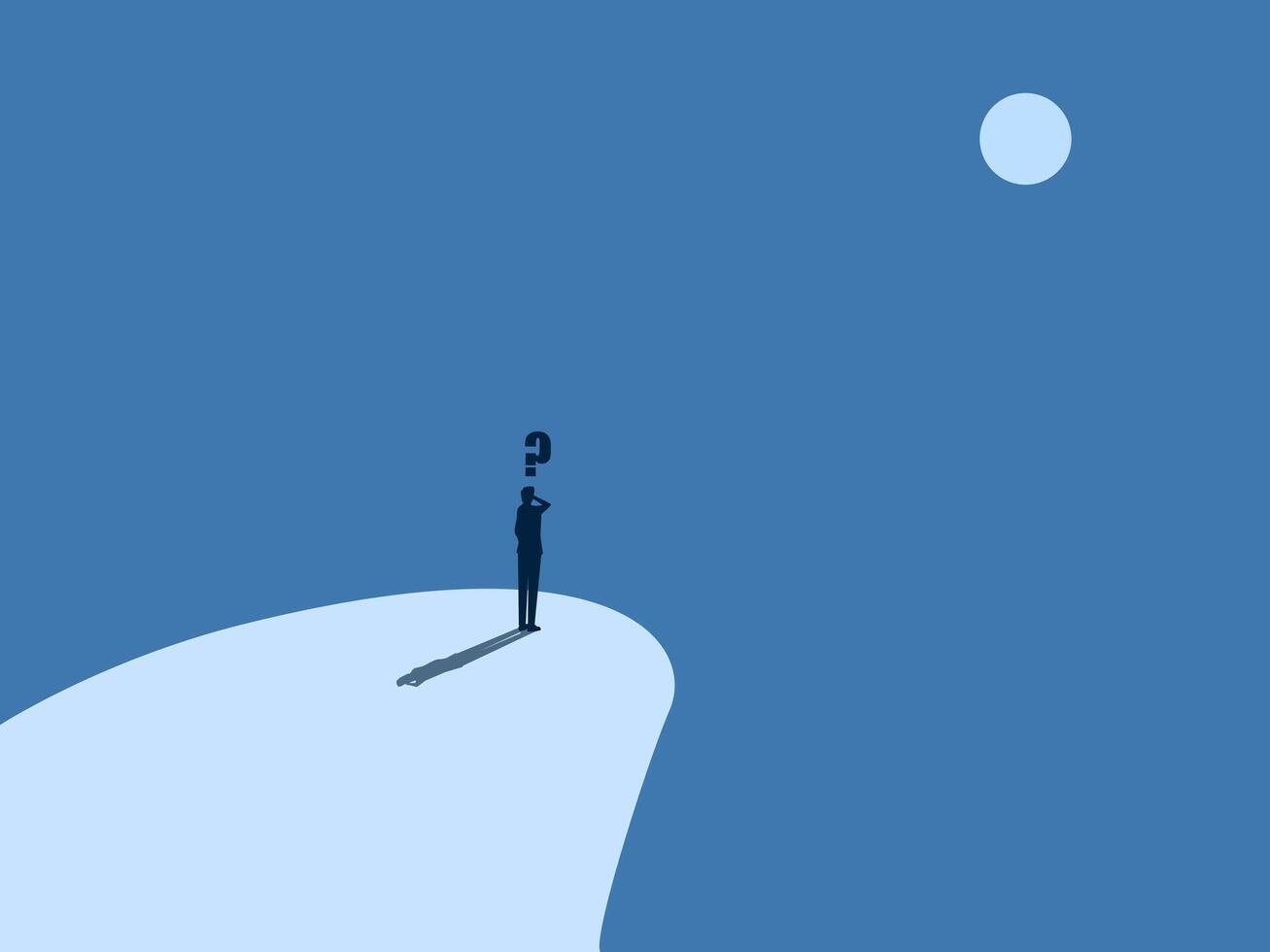 Ambition is difficult, Businessman thinks of solving problems on the cliff vector