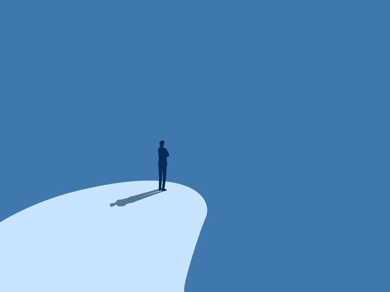 Success, Confident businessman standing on cliff looking at future vector
