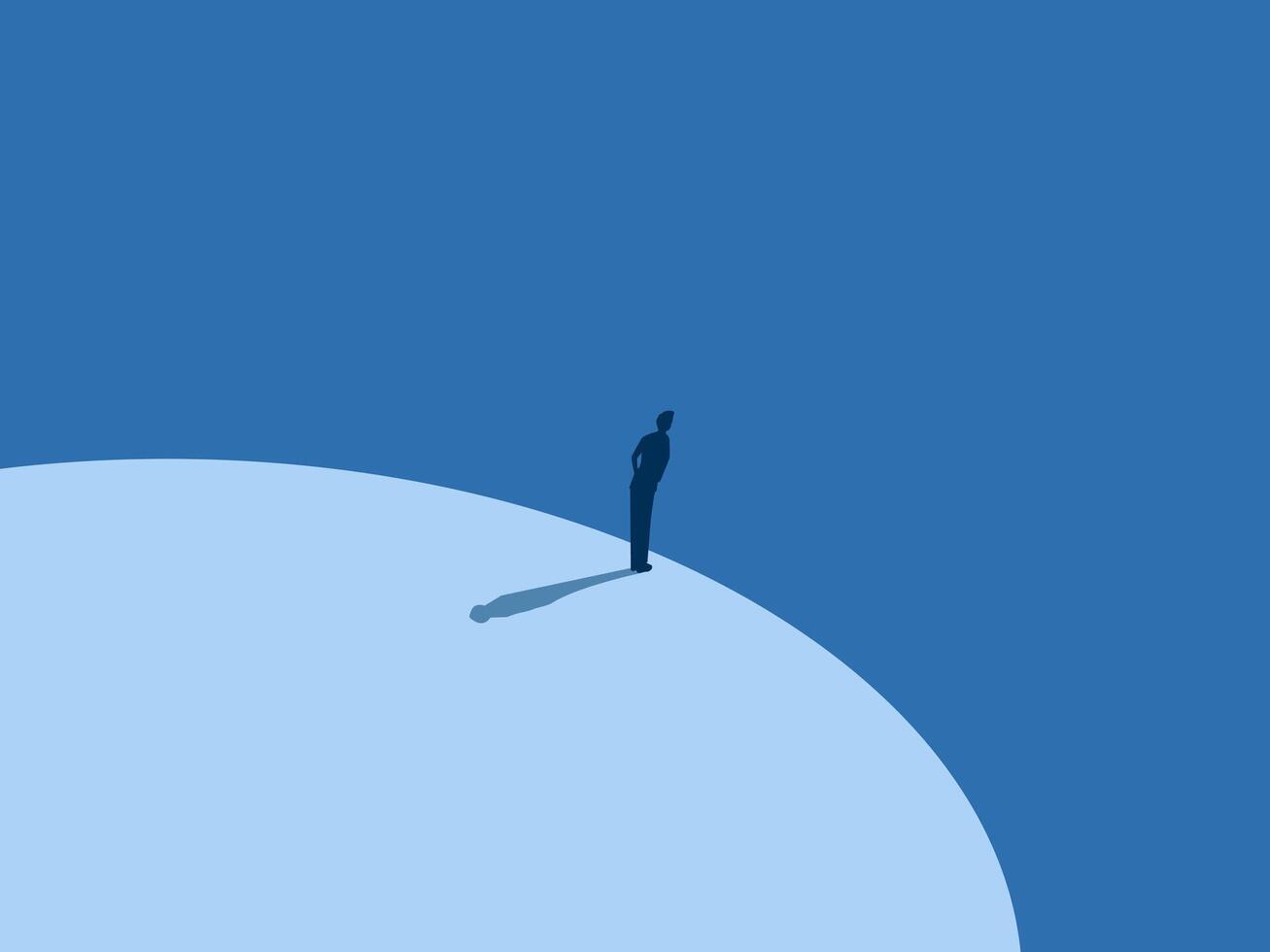Businessman takes risks on the high cliff. vector