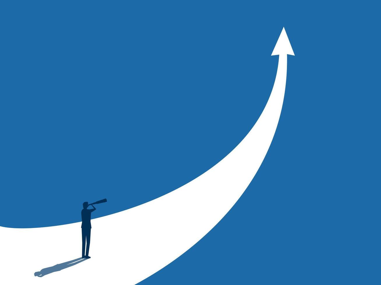 Foresight, Businessman looking at telescope on graph growing vector