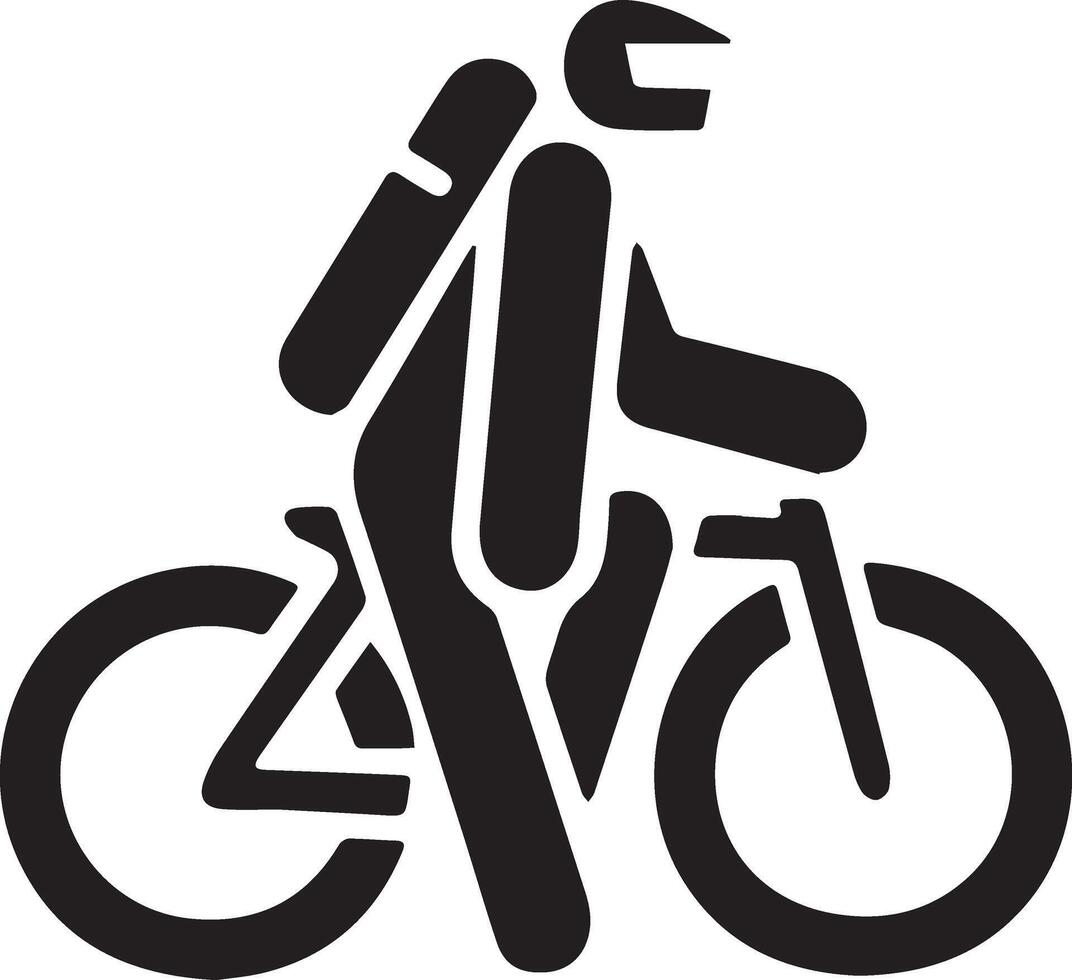 Black and White Illustration of a Cyclist Riding with Helmet and Backpack vector