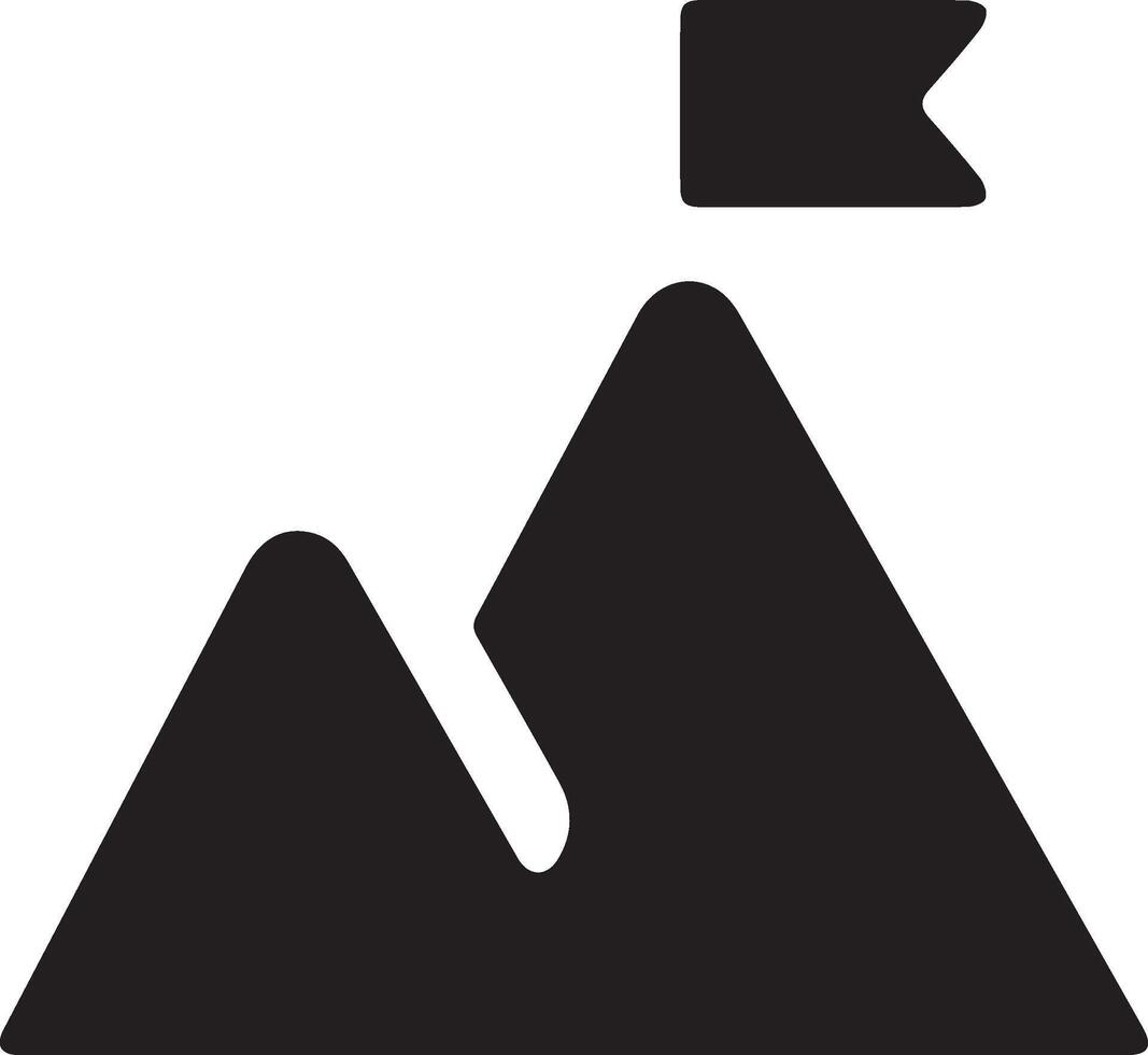 simple mountain with a flag vector