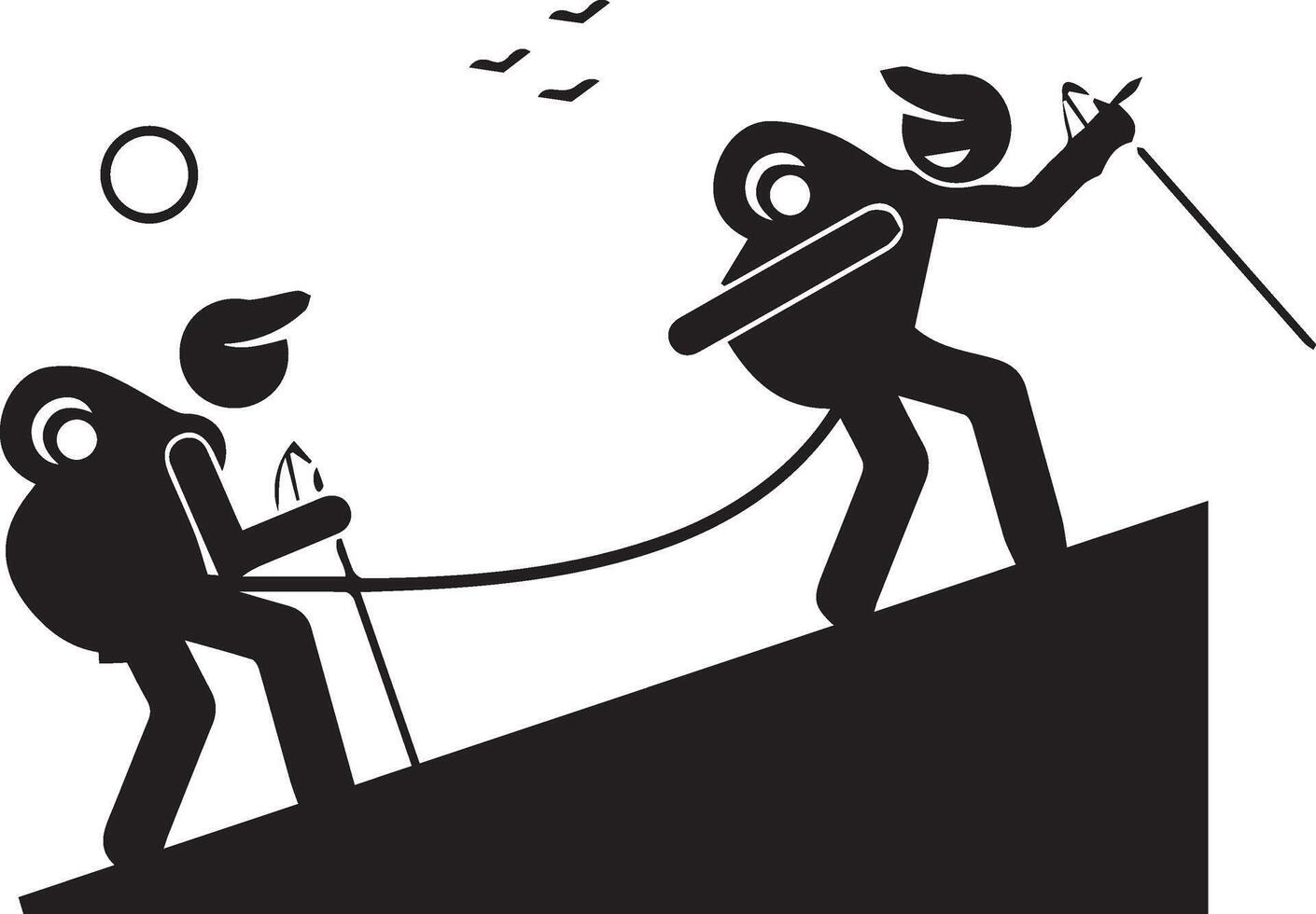 A Mountain Climber Scaling Rocky Cliff Illustration with friend vector