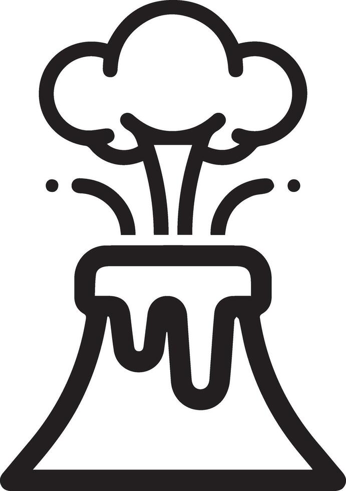 mountain outline icon with smoke vector