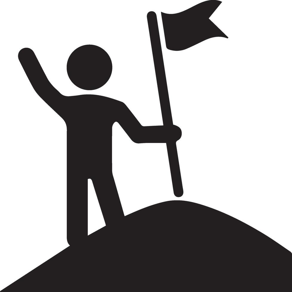 people standing on the top of mountain with flag vector