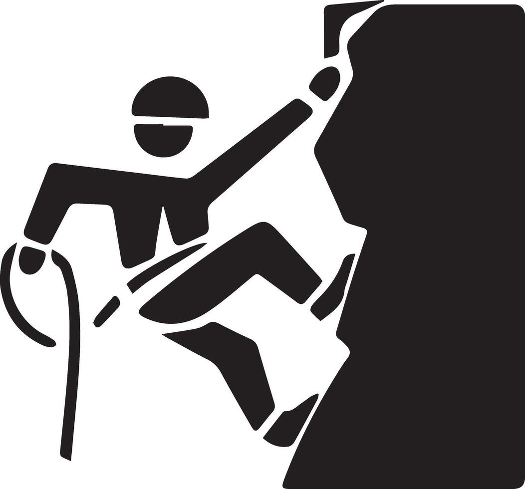 A Mountain Climber Scaling Rocky Cliff use a rope Illustration vector