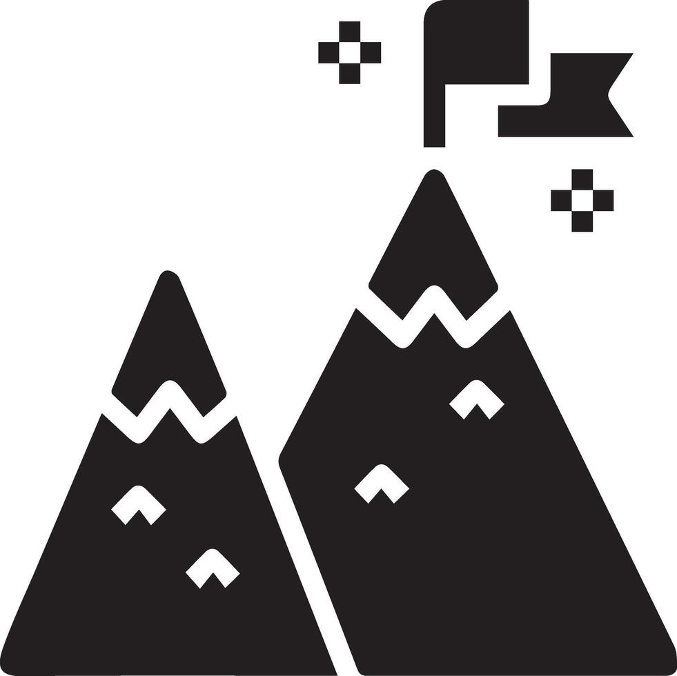 simple mountain with a flag icon vector