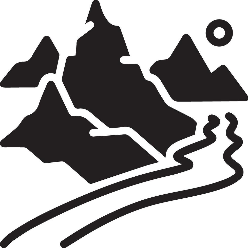 Mountain with river on the side vector