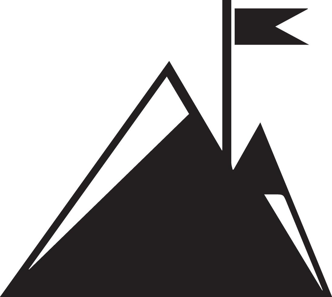 a simple mountain with flag on the top vector