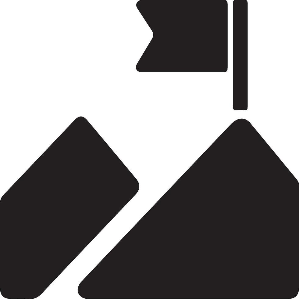 a mountain clipart with flag vector