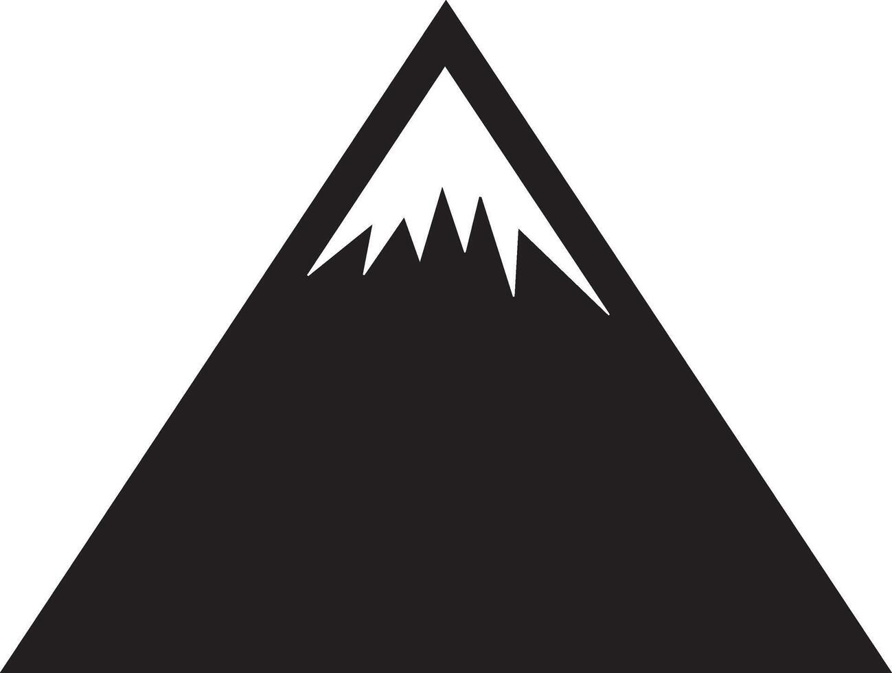 Black and White Illustration of a Simple Mountain with a Snow-Capped Peak vector