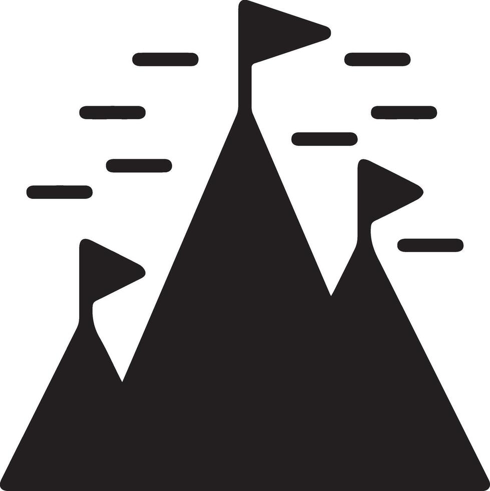 a mountain with flag simple vector