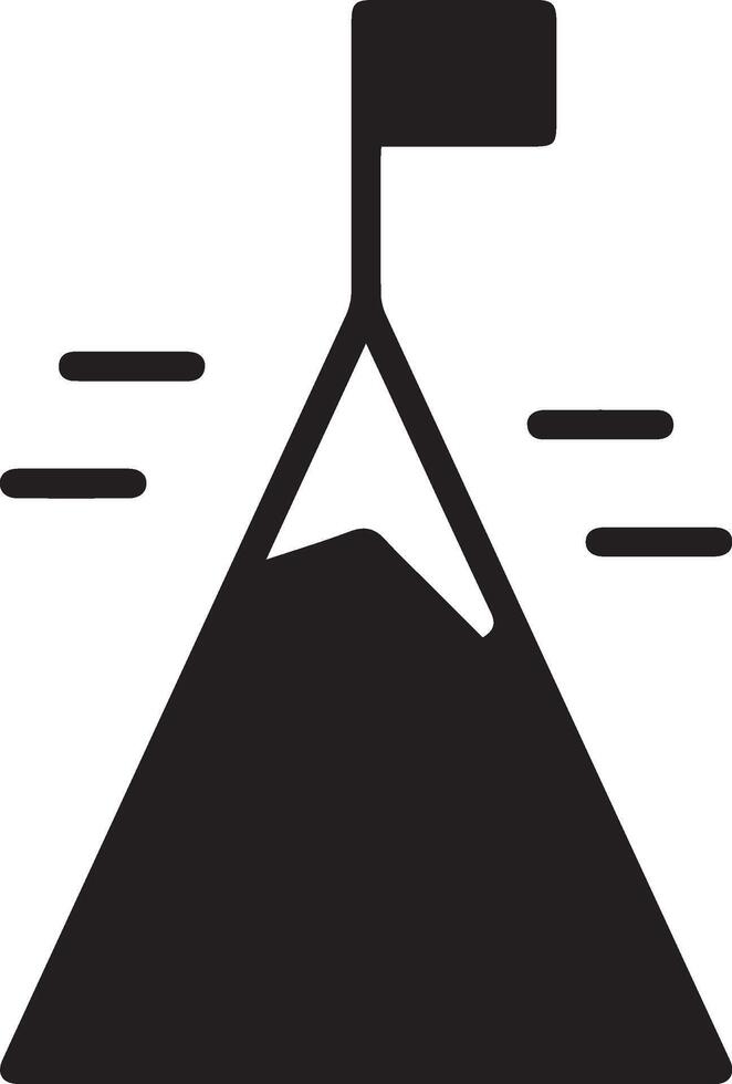 simple mountain icon with flag vector