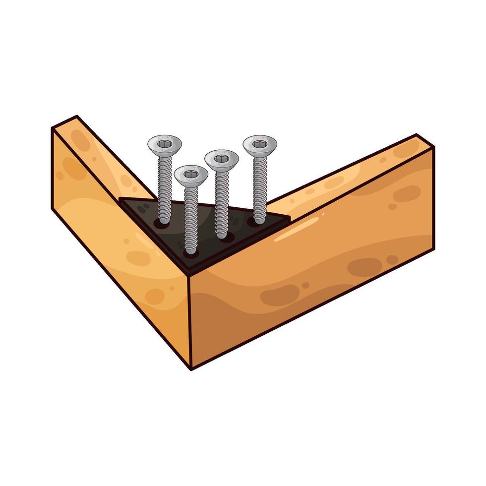 illustration of four screws on wood vector