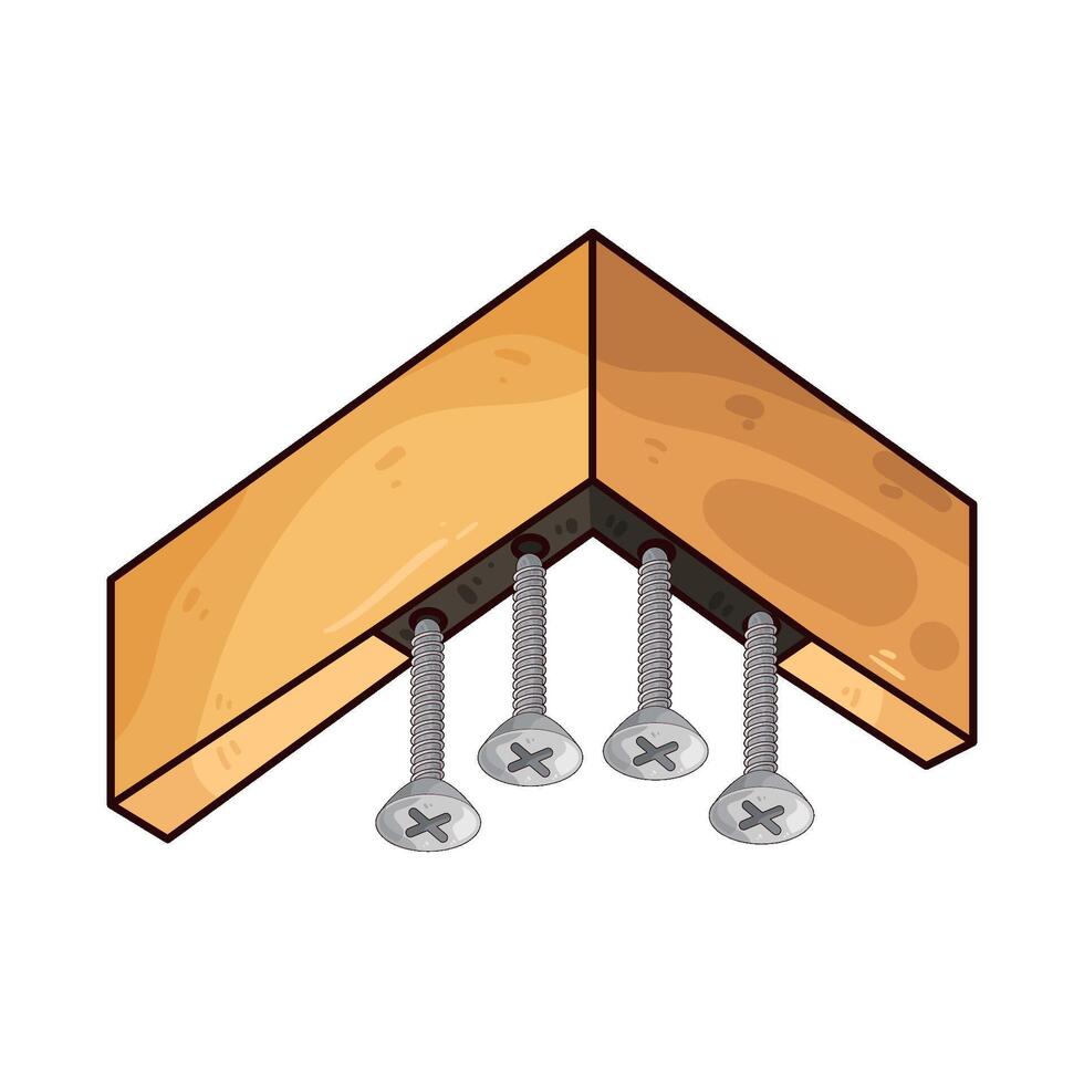 four screws on the wood vector