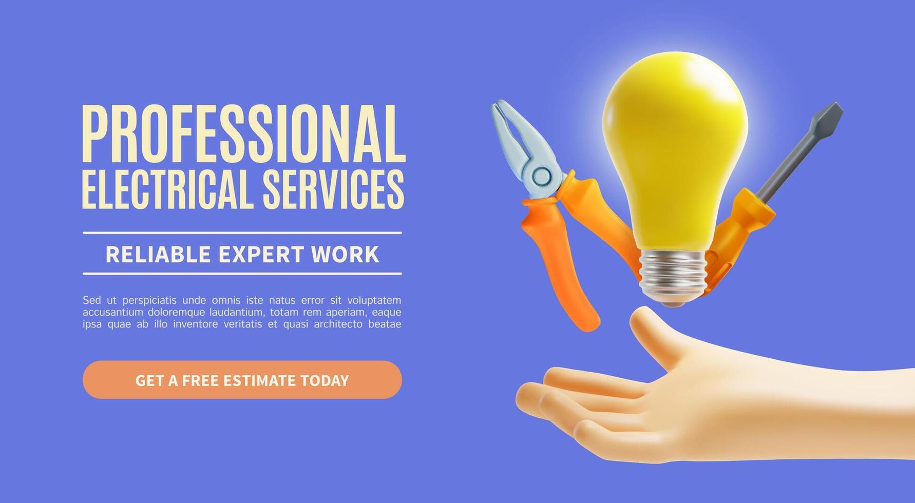 3d Professional Electrical Service Concept Ads Banner Promotion Poster Card vector