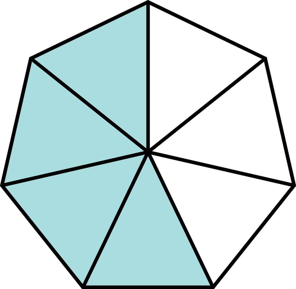 Four Sevenths Heptagon Fraction Printable Worksheets Illustration Mathematic Graphic vector