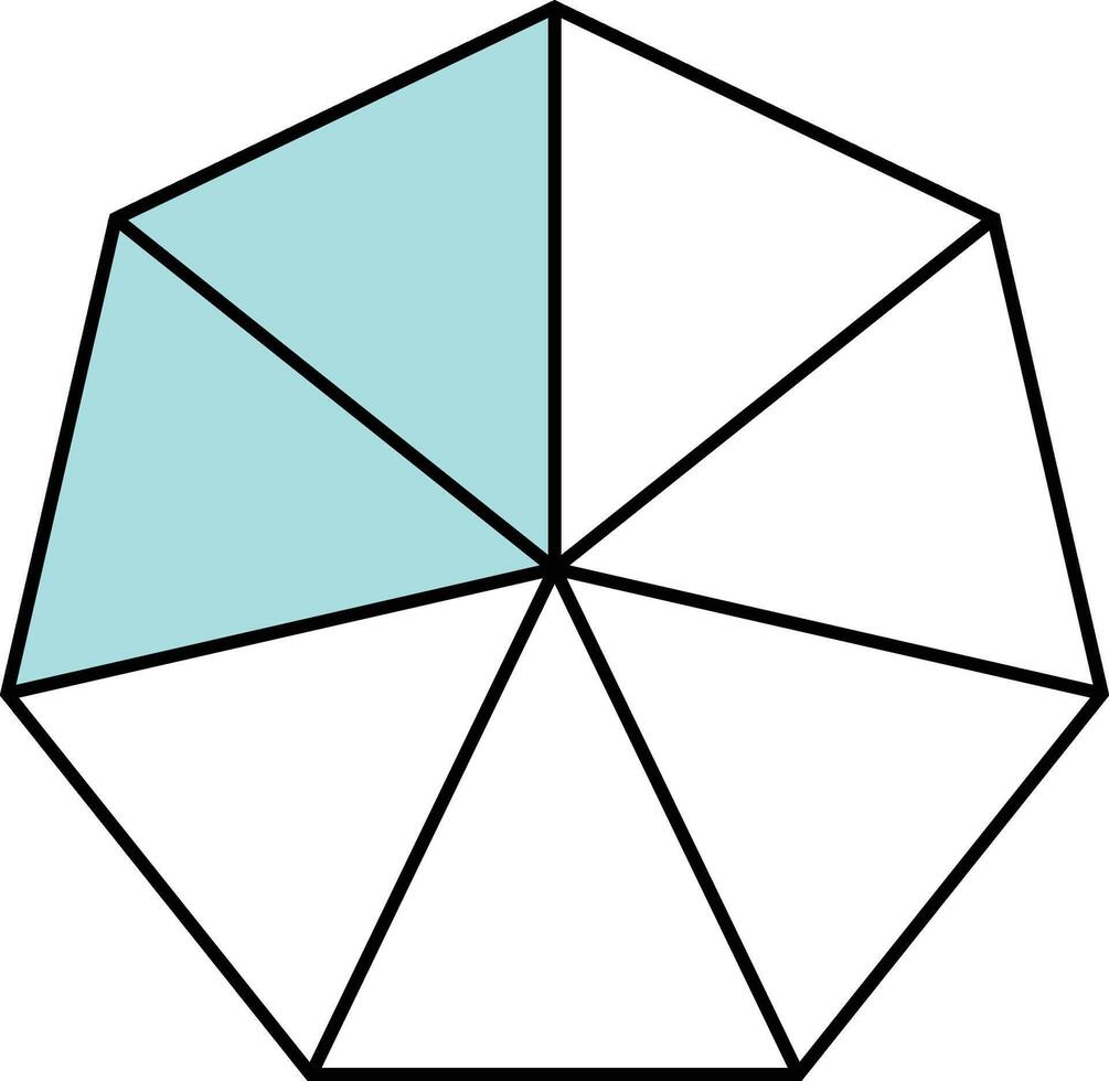 Two Sevenths Heptagon Fraction Printable Worksheets Illustration Mathematic Graphic vector
