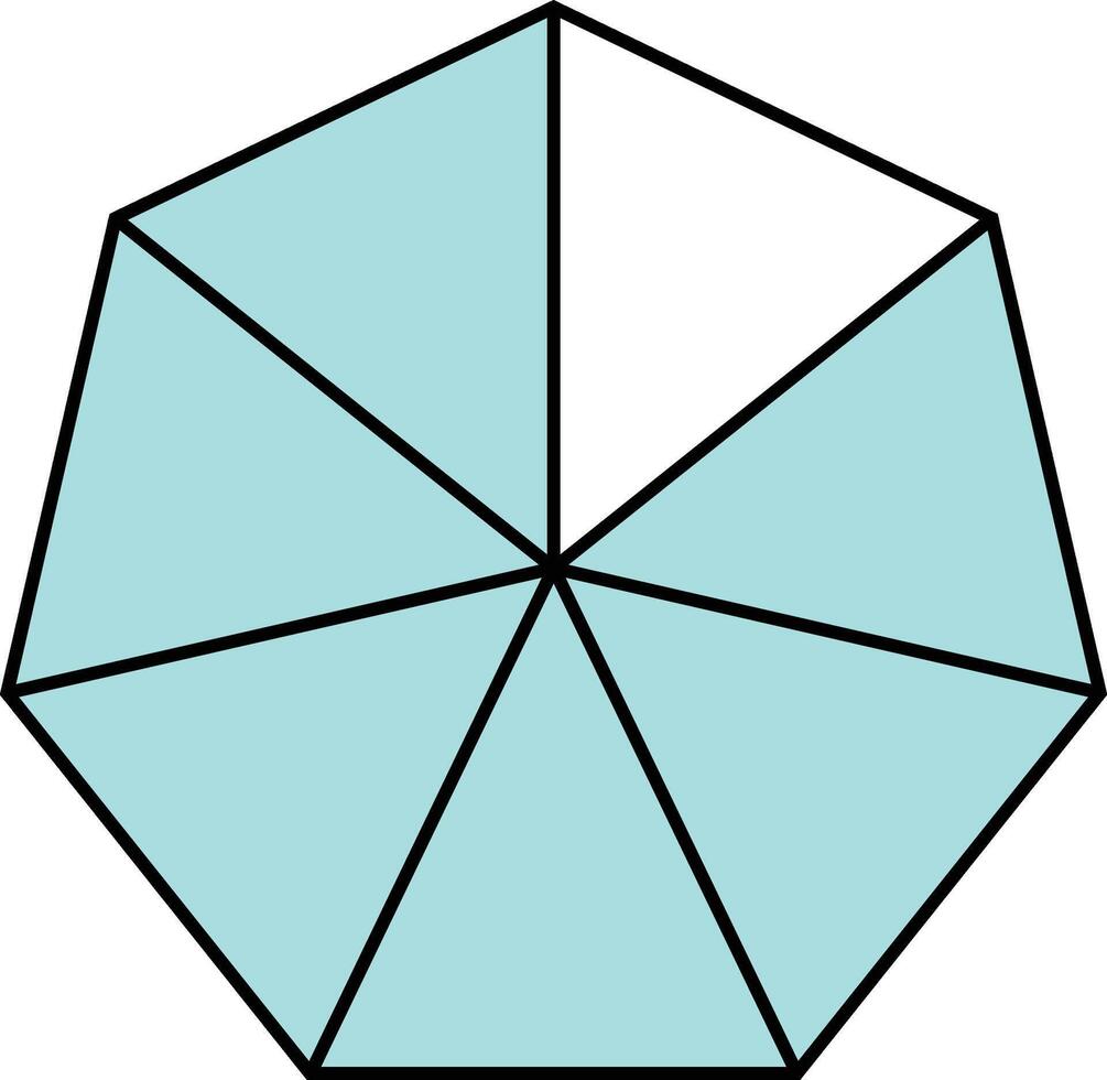 Six Sevenths Heptagon Fraction Printable Worksheets Illustration Mathematic Graphic vector