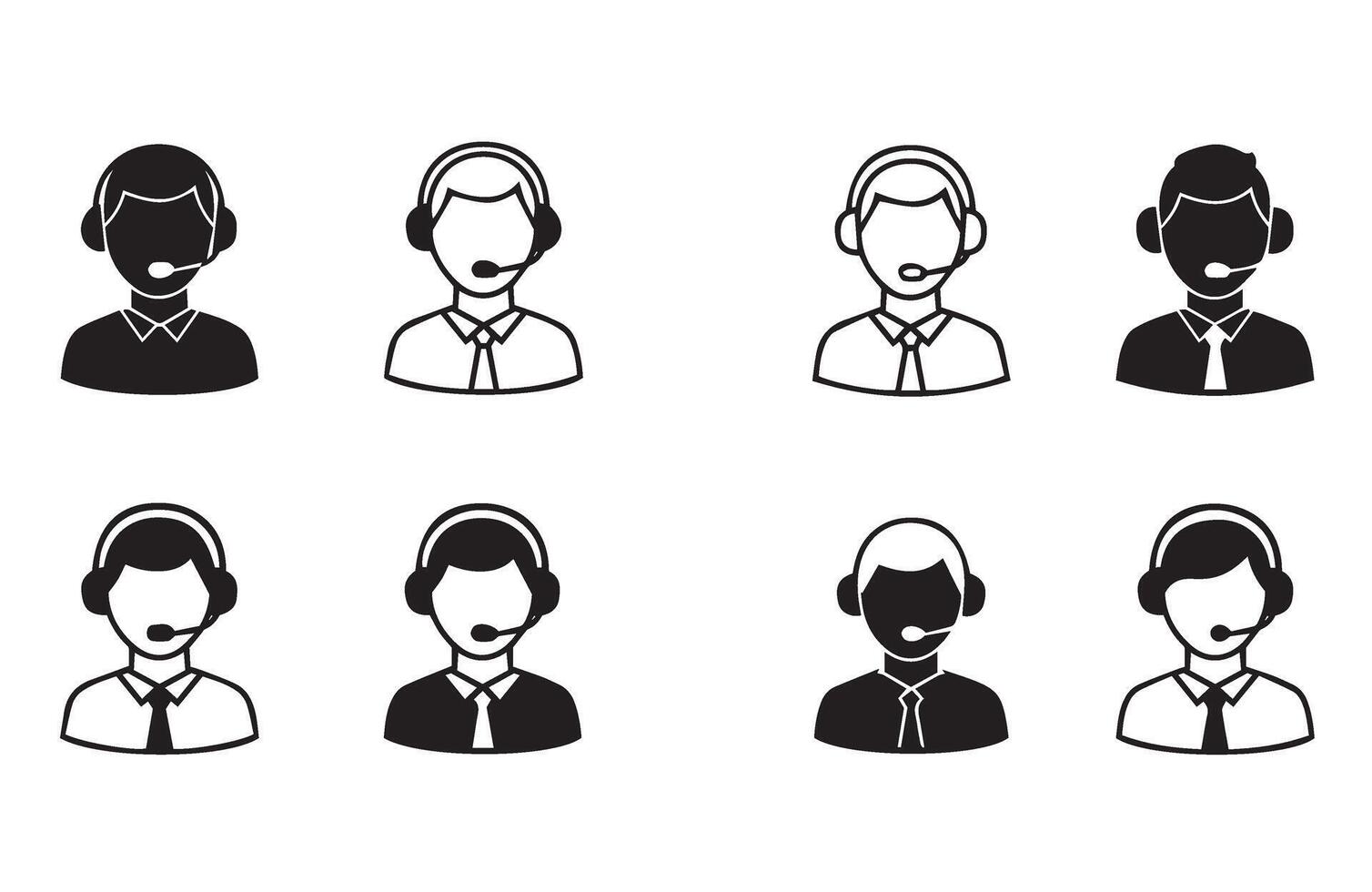 Customer Support Icon Set Virtual Assistance vector