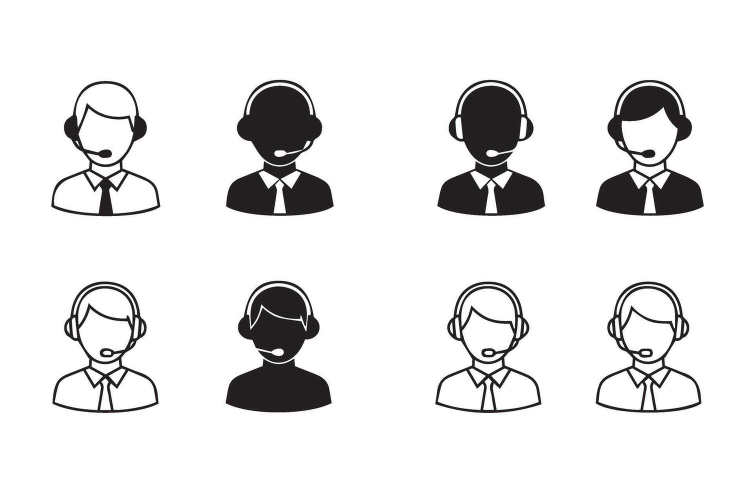 Customer Support Icon Set Phone Operator vector