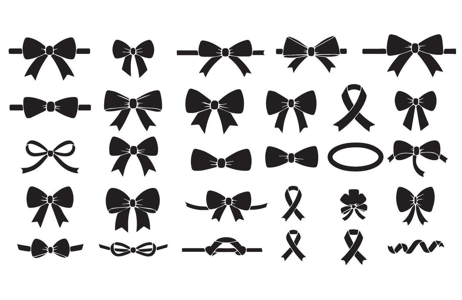 Cute and Elegant Ribbon Bow Icons vector