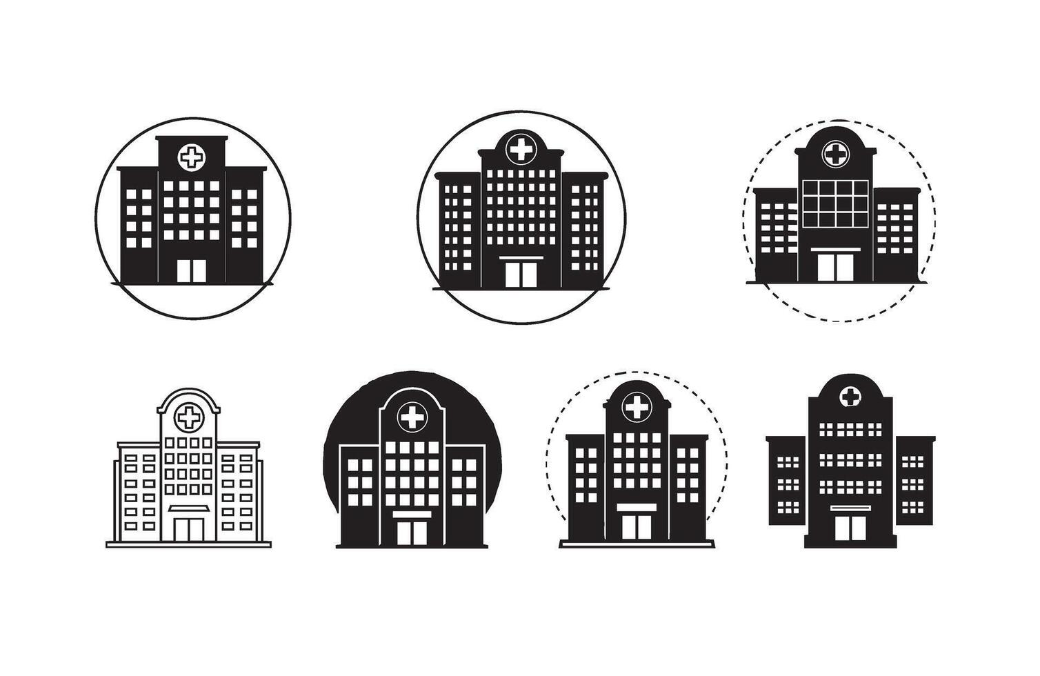 Hospital Building Icon Set Collection vector