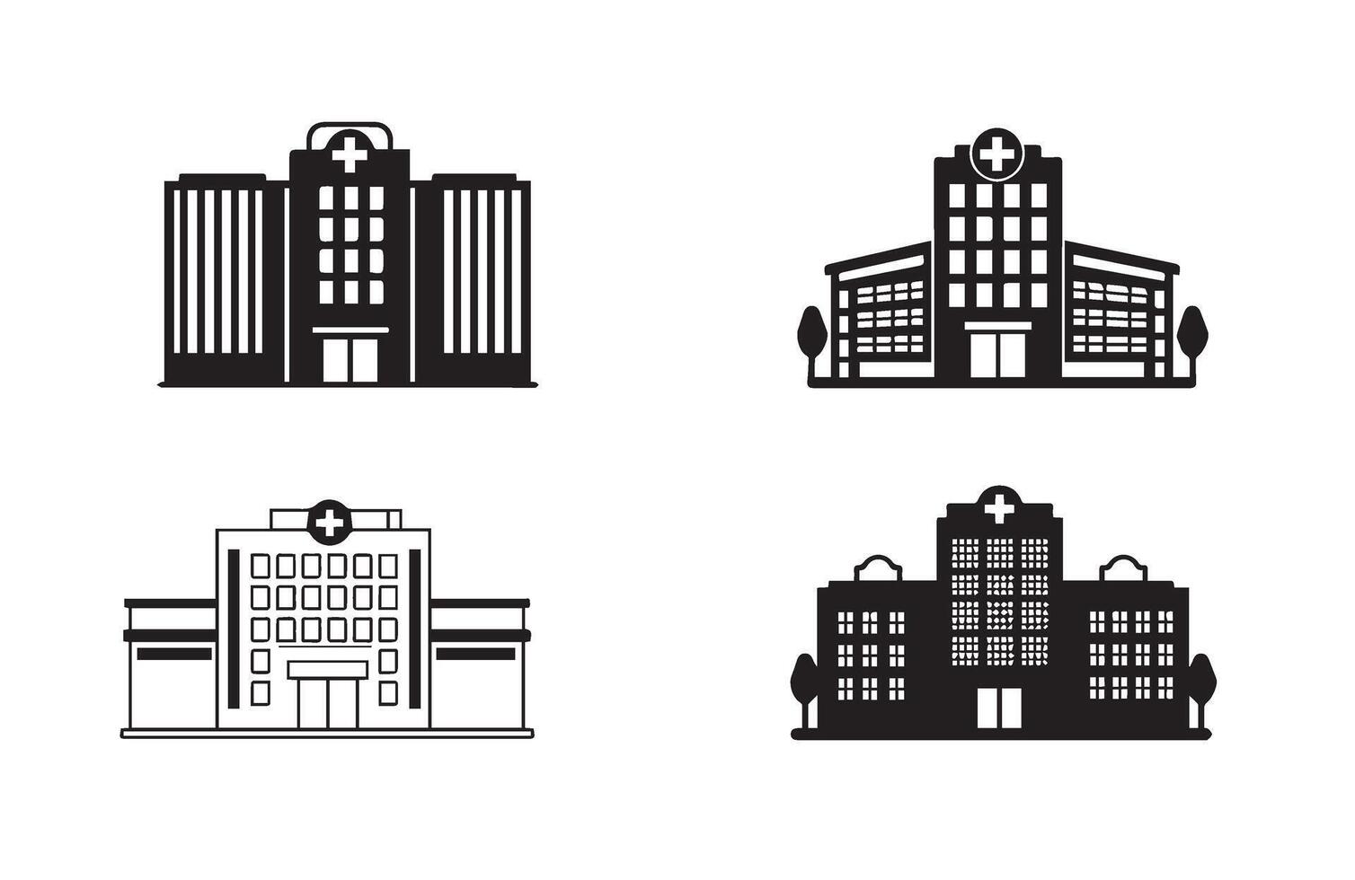Emergency Hospital Building Icon Set vector