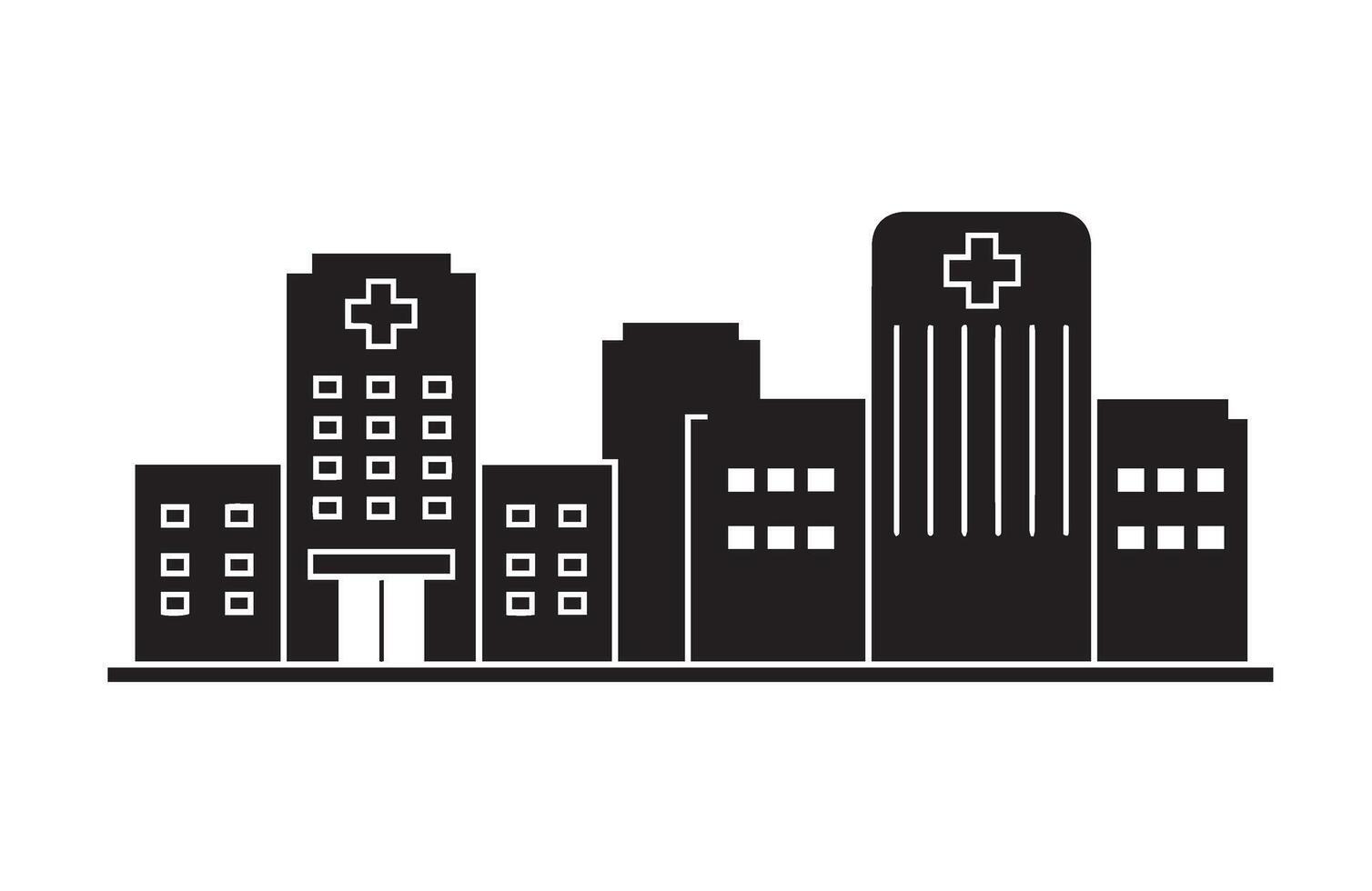 Simple Hospital Building Icon Set vector