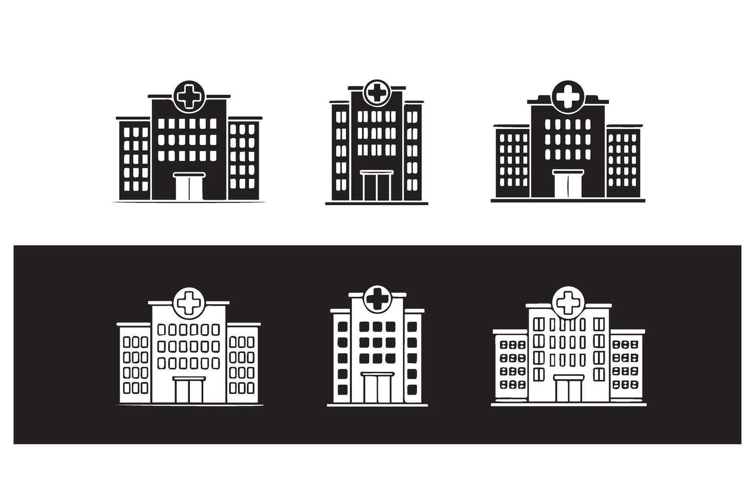 Collection of Hospital Building Icon Set vector