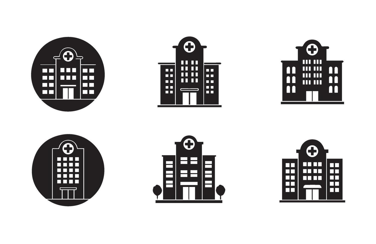 Hospital Building Icon Set for Branding vector