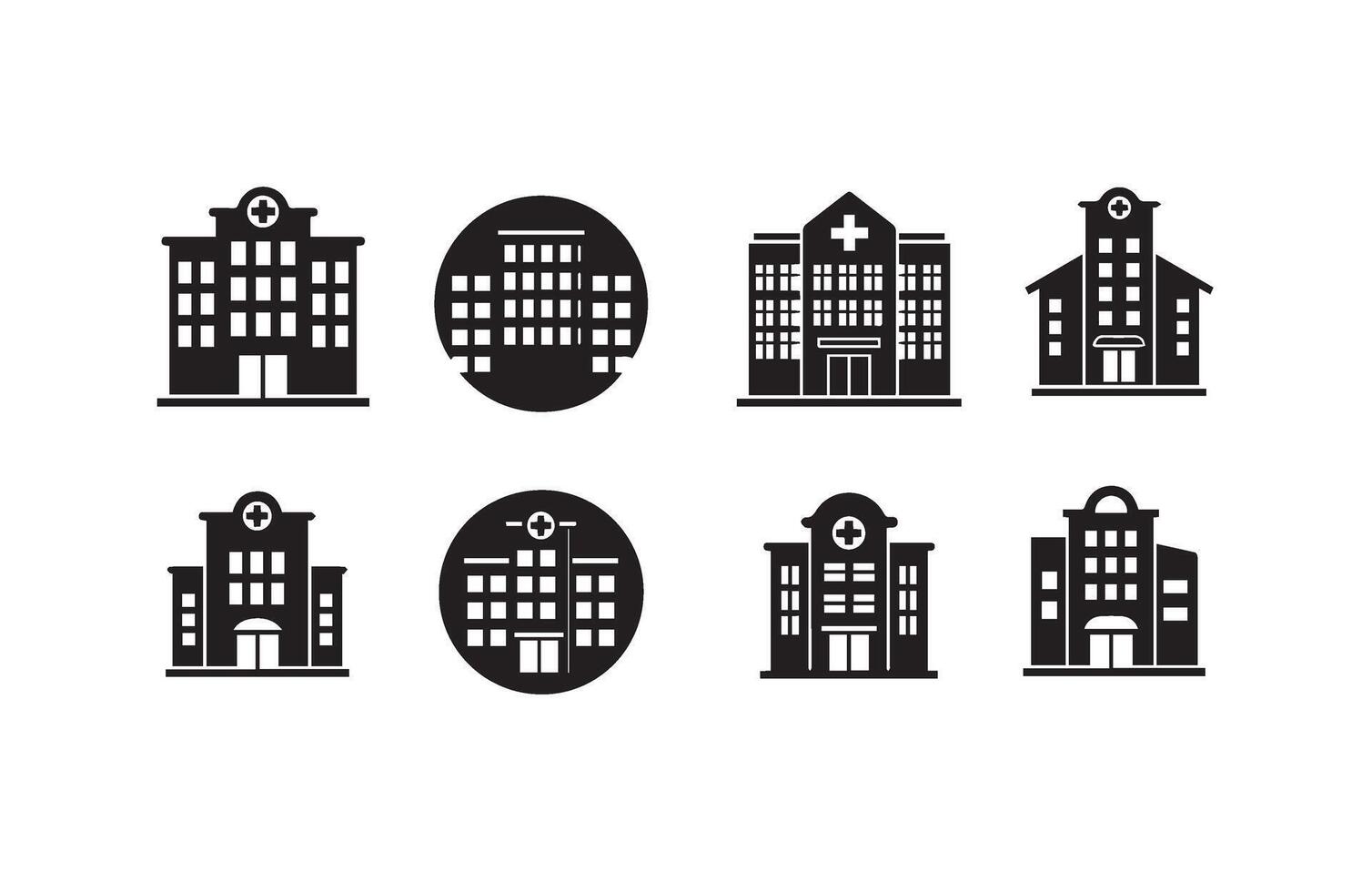 Abstract Hospital Building Icon Set vector
