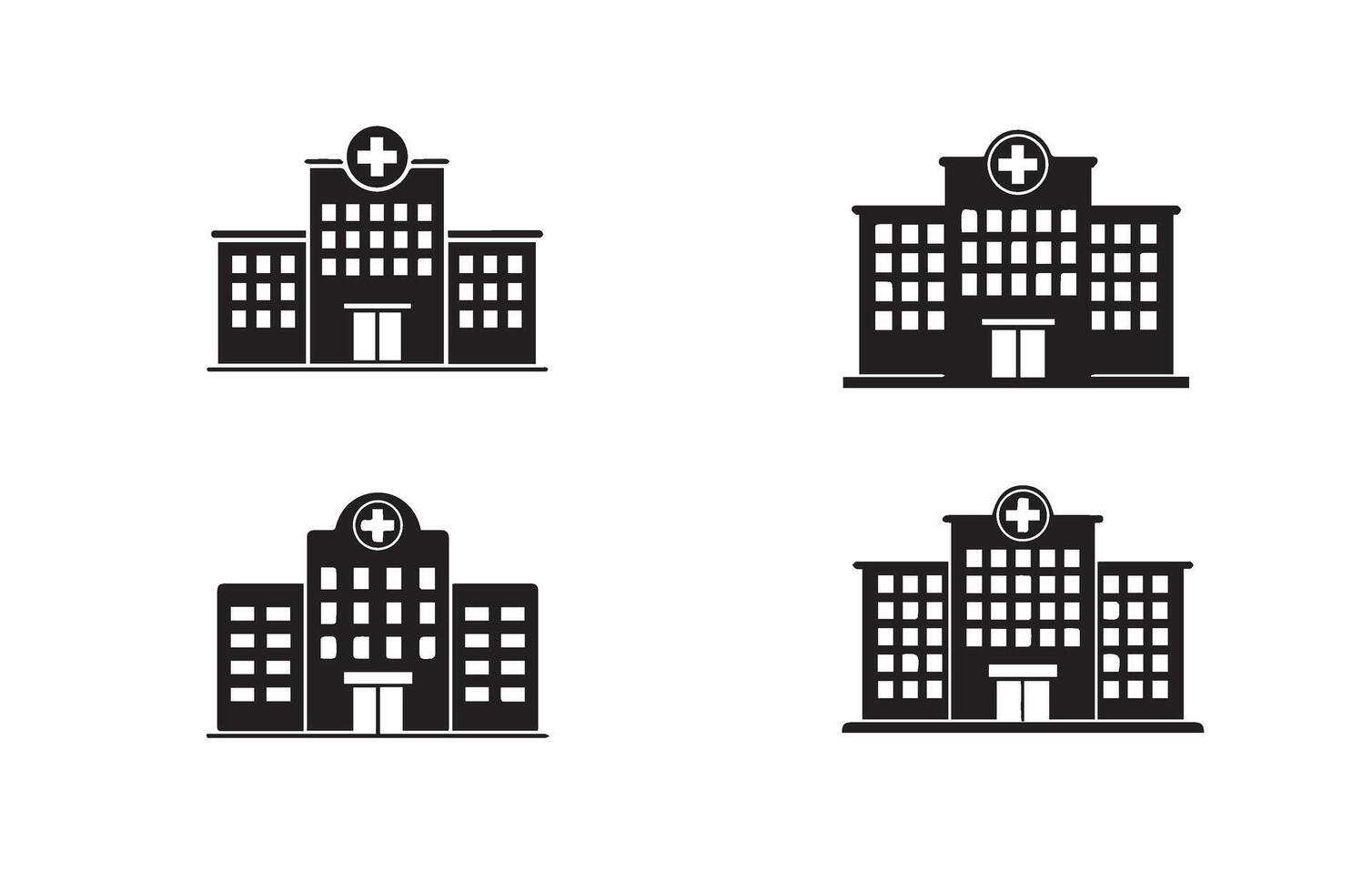 Creative Hospital Building Icon Set vector