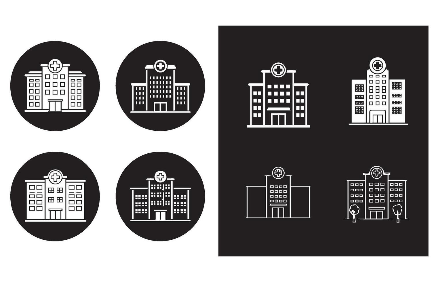 Unique Hospital Building Icon Set vector