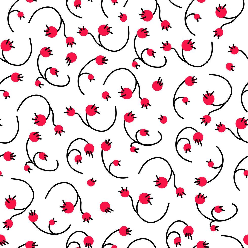 Red berries seamless pattern in folk style. Suitable for printing on fabric and paper. vector