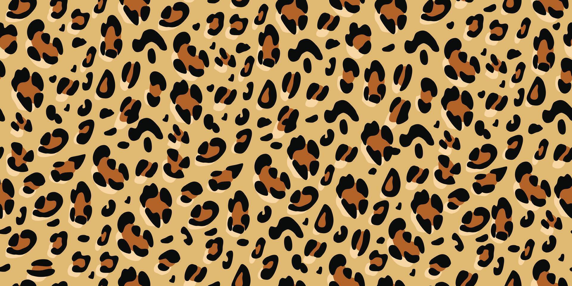 Leopard seamless pattern. Animalistic print for fabric, paper. Brown hand-drawn background vector