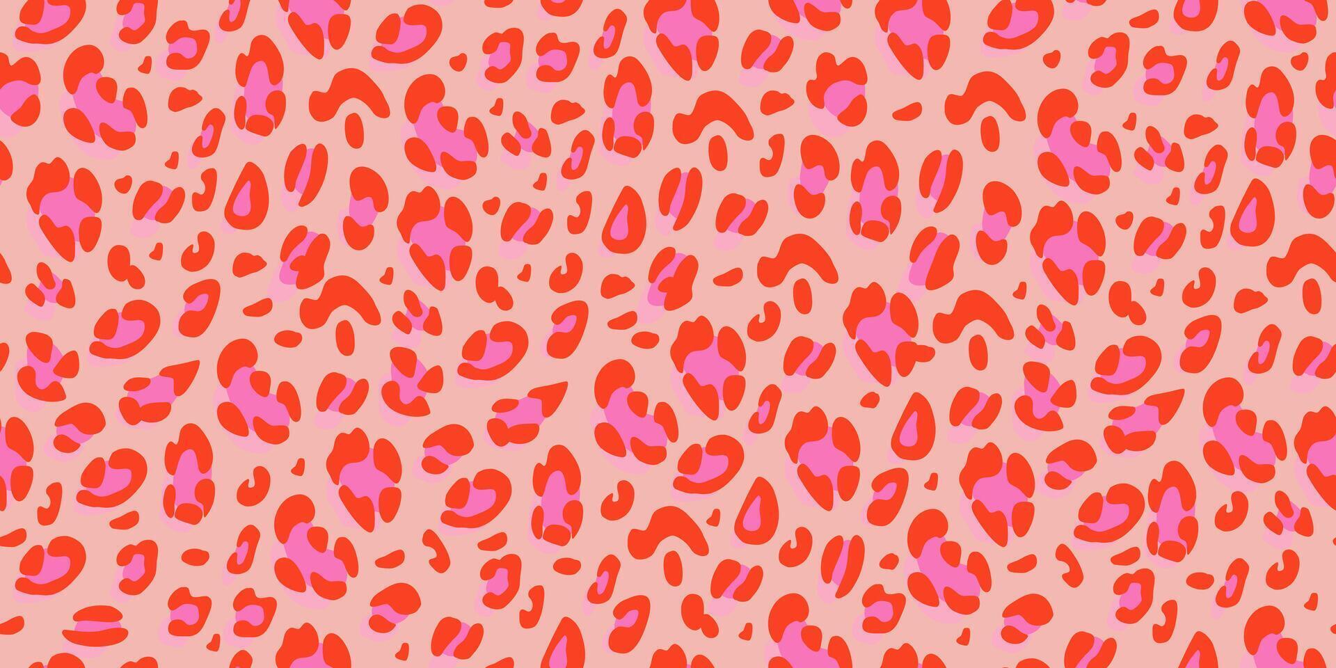 Leopard pink seamless pattern. Animalistic print for fabric. vector