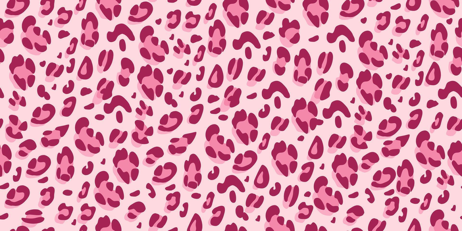 Leopard pink seamless pattern. Animalistic print for fabric. hand-drawn background vector
